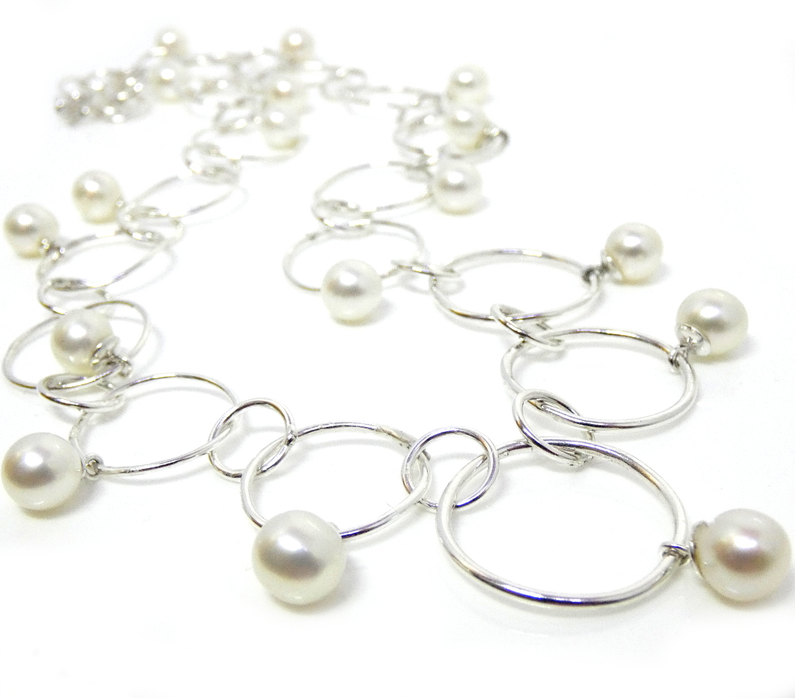 Handmade White South Sea Pearl Sterling Chain
